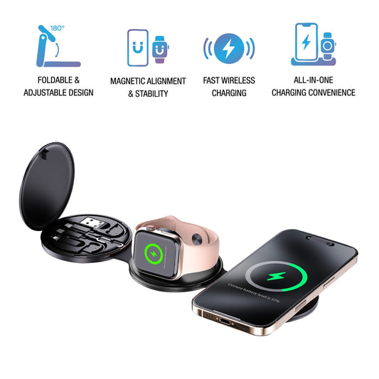 Complete Wireless Charging & Comfort Bundle – Sip & Charge 2 - in - 1 Mug Warmer + 5 - in - 1 Folding Charging Station - FEZS